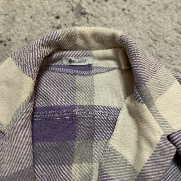Plaid Women's Jacket in Purple and White - Picture 8 of 10